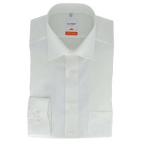 Camisa OLYMP Luxor modern fit UNI POPELINE beige con cuello Nuevo Kent de corte moderno