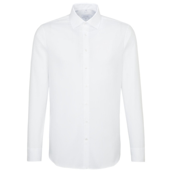 Chemise Seidensticker SLIM FIT STRUCTURE blanc avec col Business Kent en coupe étroite