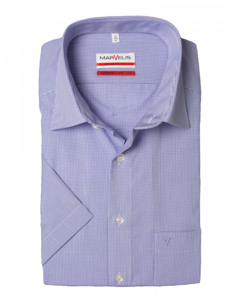 Camisa Marvelis MODERN FIT UNI POPELINE azul claro con cuello Nuevo Kent de corte moderno