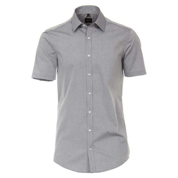 Camicia Venti BODY FIT UNI POPELINE grigio con Kent collar in taglio stretto