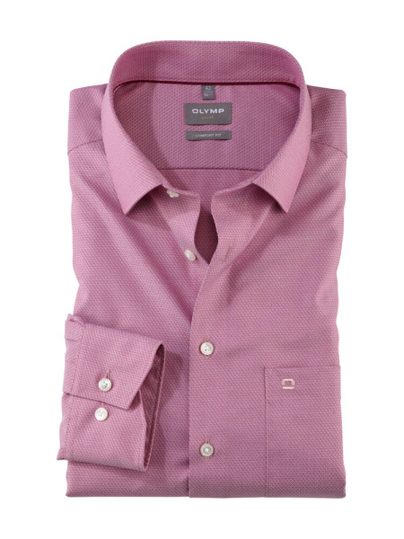 Camicia Olymp COMFORT FIT FAUX UNI rosa con Global Kent collar in taglio classico