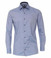 CASAMODA Hemd MODERN FIT STRUKTUR mittelblau mit Kent Kragen in moderner Schnittform