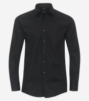 Redmond Hemd COMFORT FIT UNI POPELINE schwarz mit Kent Kragen in klassischer Schnittform