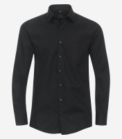 Camisa Redmond COMFORT FIT UNI POPELINE negro con cuello Kent de corte clásico