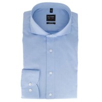 OLYMP Level Five body fit shirt TWILL light blue with Shark collar in narrow cut