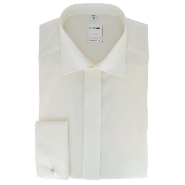 Camicia OLYMP Luxor soirée comfort fit UNI POPELINE beige con Nuovo Kent collar in taglio classico