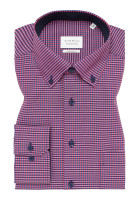 Eterna Hemd COMFORT FIT VICHY POPELINE rot mit Button Down Kragen in moderner Schnittform