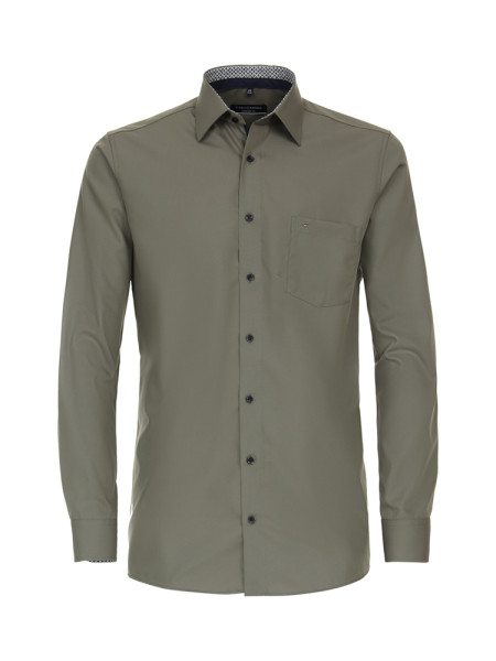 Camisa CASAMODA COMFORT FIT UNI POPELINE verde con cuello Kent de corte clásico