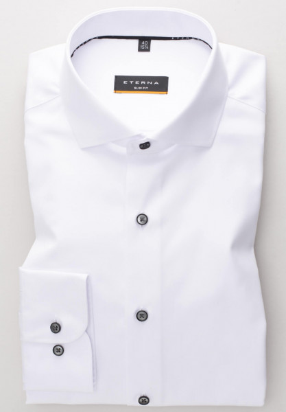 Eterna shirt SLIM FIT TWILL white with Shark collar in narrow cut