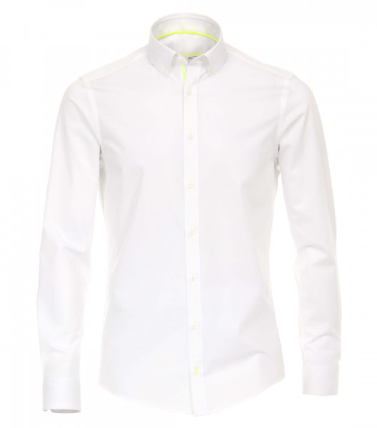 Venti Hemd MODERN FIT UNI POPELINE weiss mit Button Down Kragen in moderner Schnittform