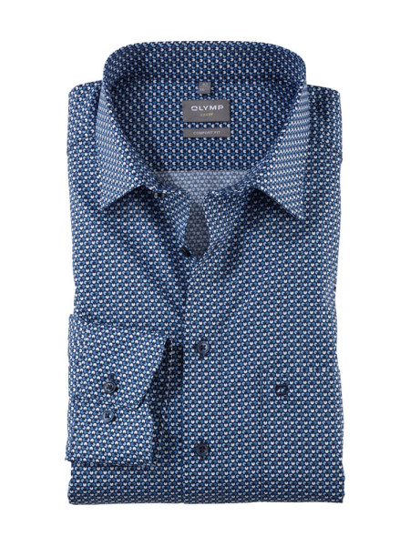 Camisa Olymp COMFORT FIT PRINT azul claro con cuello Global Kent de corte clásico