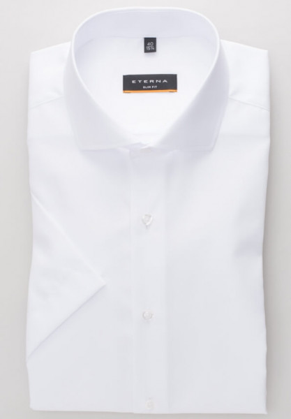 Eterna Hemd SLIM FIT UNI POPELINE weiss mit Hai Kragen in schmaler Schnittform