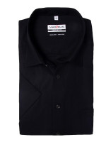 Chemise Marvelis COMFORT FIT UNI POPELINE noir avec col Nouveau Kent en coupe classique