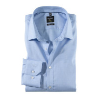 Chemise OLYMP No. Six super slim FAUX UNI bleu clair avec col Urban Kent en coupe super étroite