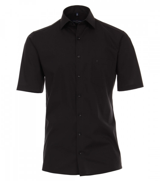 Camisa CASAMODA MODERN FIT UNI POPELINE negro con cuello Kent de corte moderno