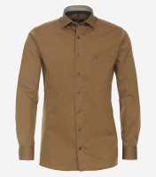 CasaModa Hemd COMFORT FIT UNI POPELINE beige mit Kent Kragen in klassischer Schnittform