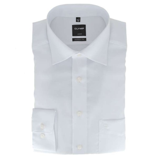 OLYMP Luxor modern fit shirt NATTÉ white with New Kent collar in modern cut