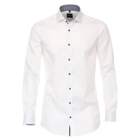 Chemise Venti BODY FIT TWILL blanc avec col Italien en coupe étroite