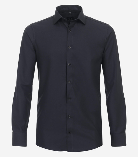 Venti overhemd MODERN FIT STRUCTUUR zwart met Kent-kraag in moderne snit
