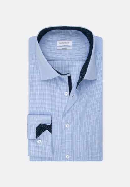 Camisa Seidensticker TAILORED UNI POPELINE azul claro con cuello Business Kent de corte estrecho