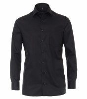 Chemise CASAMODA COMFORT FIT TWILL noir avec col Kent en coupe classique