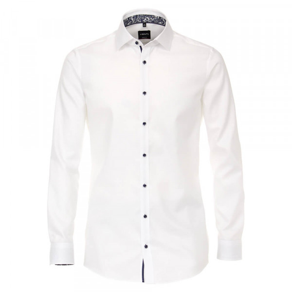 Camicia Venti BODY FIT STRUTTURA bianco con Kent collar in taglio stretto