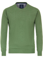 Redmond sweater REGULAR FIT MELANGE green with Round neck collar in classic cut