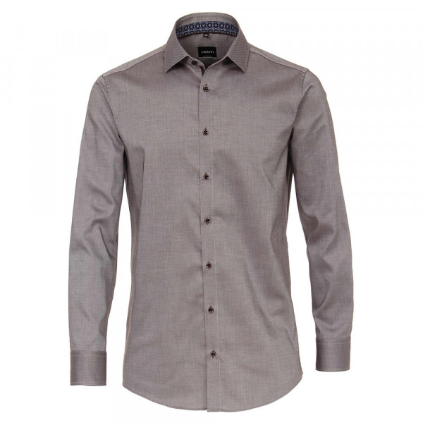 Venti Hemd MODERN FIT STRUKTUR hellbraun mit Kent Kragen in moderner Schnittform