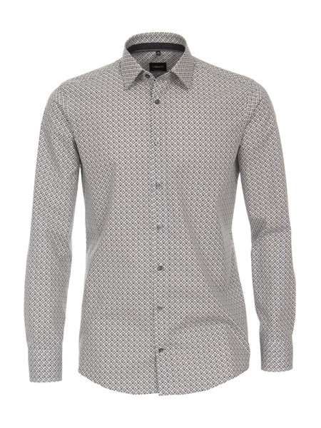 Venti overhemd MODERN FIT PRINT grauw met Kent-kraag in moderne snit