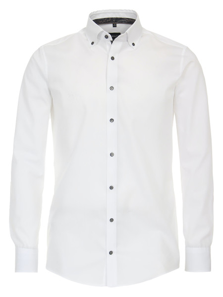 Camisa Venti MODERN FIT UNI POPELINE blanco con cuello Button Down de corte moderno