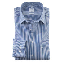 OLYMP Luxor comfort fit shirt TWILL STRIPES dark blue with New Kent collar in classic cut