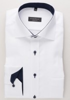 Camicia Eterna COMFORT FIT UNI POPELINE bianco con Kent collar in taglio classico