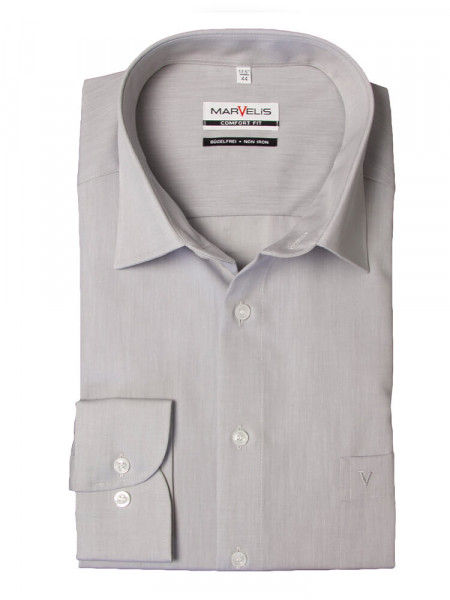 Camisa Marvelis COMFORT FIT CHAMBRAY gris con cuello Nuevo Kent de corte clásico