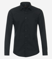 Camisa Redmond SLIM FIT TWILL negro con cuello Kent de corte estrecho