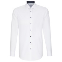 Camisa Seidensticker SHAPED UNI POPELINE blanco con cuello Business Kent de corte moderno