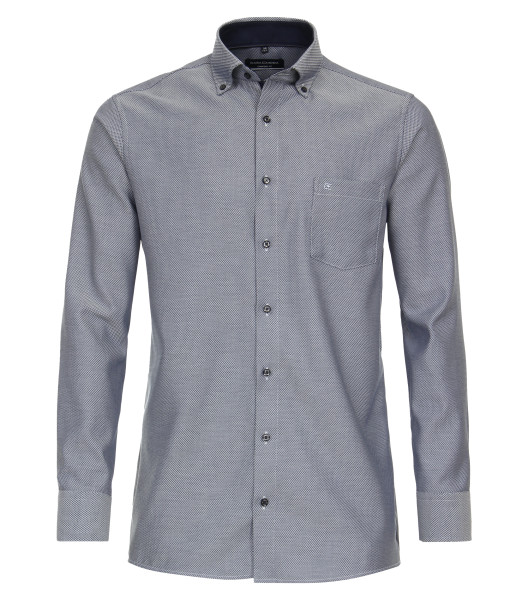 Camicia CASAMODA COMFORT FIT STRUTTURA blu scuro con Button Down collar in taglio classico