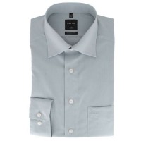 Chemise OLYMP Luxor modern fit CHAMBRAY gris avec col Nouveau Kent en coupe moderne