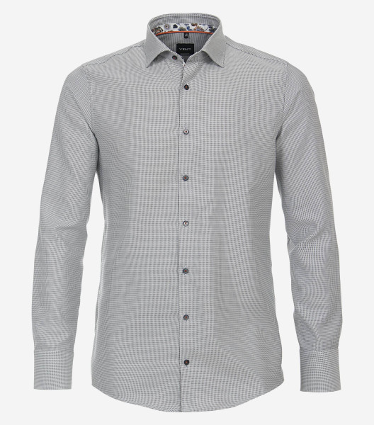 Venti Hemd MODERN FIT UNI POPELINE grau mit Under Button Down Kragen in moderner Schnittform