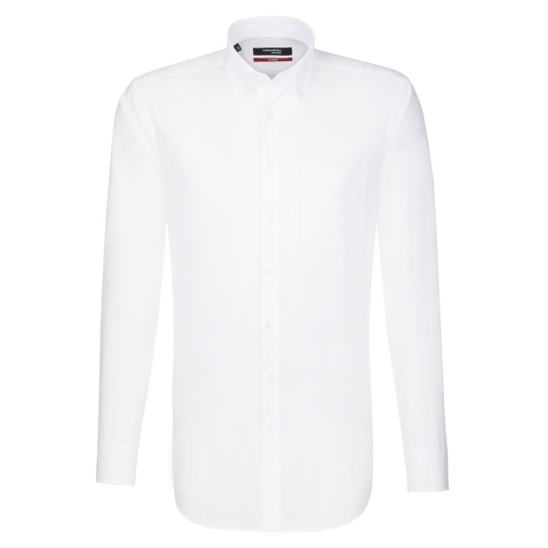 Camisa Seidensticker REGULAR UNI POPELINE blanco con cuello Button Down de corte moderno