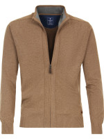 Redmond cardigan REGULAR FIT MELANGE beige with Stand-up collar collar in classic cut