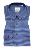 Camisa Eterna MODERN FIT VICHY POPELINE azul oscuro con cuello Button Down de corte moderno