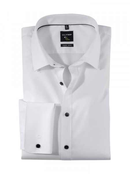 Camisa OLYMP SUPER SLIM UNI STRETCH blanco con cuello Urban Kent de corte súper estrecho
