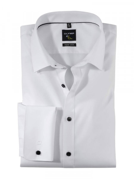 Camisa OLYMP SUPER SLIM UNI STRETCH blanco con cuello Urban Kent de corte súper estrecho