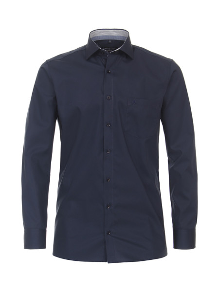 Camisa CasaModa MODERN FIT UNI POPELINE azul oscuro con cuello Kent de corte moderno