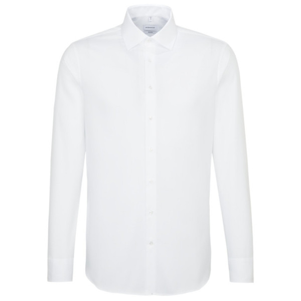 Camicia Seidensticker SHAPED STRUTTURA bianco con Business Kent collar in taglio moderno