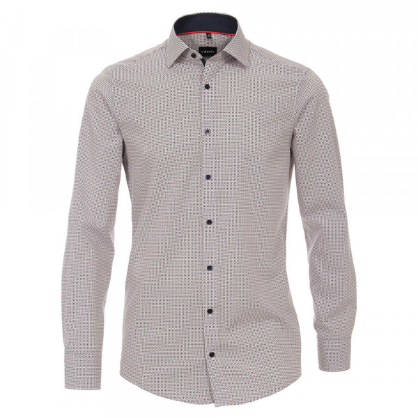 Venti Hemd MODERN FIT PRINT rot mit Kent Kragen in moderner Schnittform