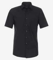 Chemise Redmond COMFORT FIT UNI POPELINE noir avec col Kent en coupe classique