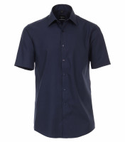 Camisa Venti MODERN FIT UNI POPELINE azul oscuro con cuello Kent de corte moderno