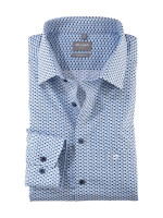 Olymp overhemd COMFORT FIT PRINT lichtblauw met Global Kent-kraag in klassieke snit