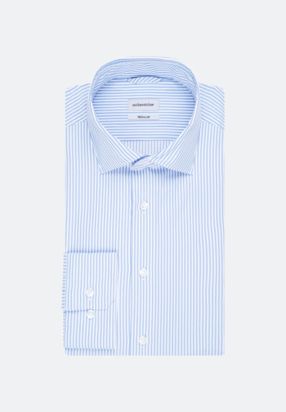 Camisa Seidensticker SLIM FIT UNI STRETCH azul claro con cuello Kent de corte estrecho